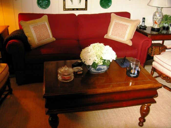 red couch and coffee table SOLD