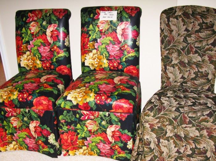 floral black side chairs  BUY IT NOW  $ 15.00 EACH
