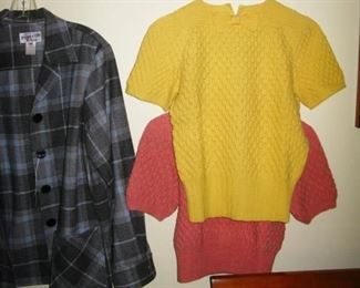 old hand knit sweaters and some Pendelton women clothes