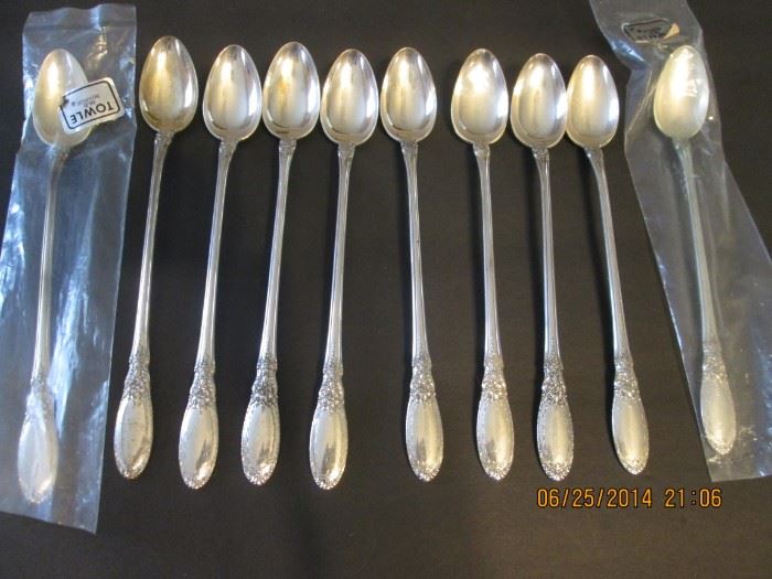 10 Old Mirror iced tea spoons most look like never used 2 in original package