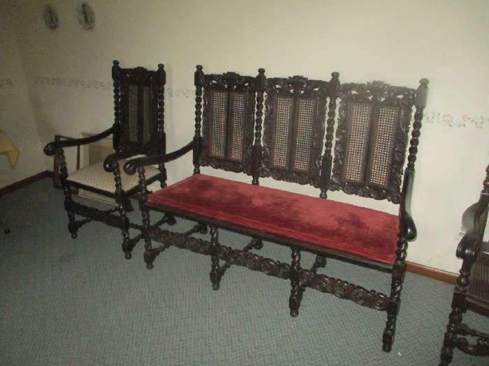 ANTIQUE CHAIR AND BENCH