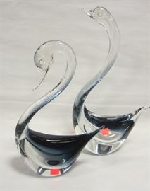 Mid Century Glass swans