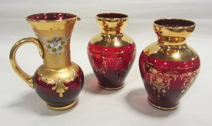 Bohemian enameled glass vases