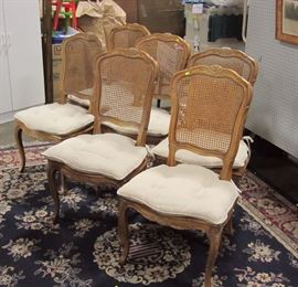 Set of 6 cane seat French style chairs