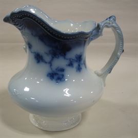 Flow blue pitcher