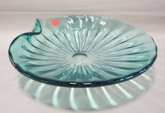 Modern teal tone glass bowl