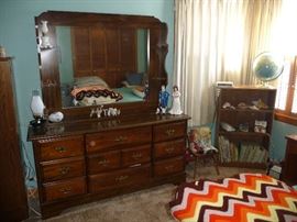 afghans / large dresser with mirror / dogs / globe / pinkie and blue-boy  