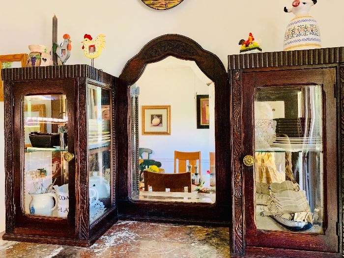 Gorgeous Marble Top Sideboard with Display Cabinets