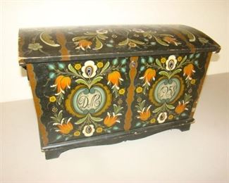 Rosemaling trunk dated 1958