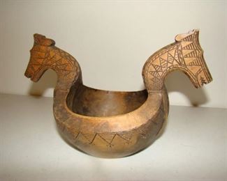 Carved wooden Two-Handled beer bowl (kjenge) 20th c.