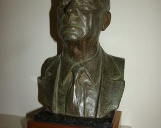 Bronze bust of President Ronald Reagan.