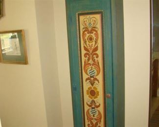 Rosemaling, tall, single door wall cabinet