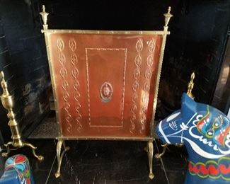 Copper and brass fire screen