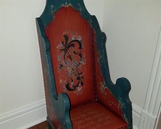 Rosemaling  child's rocker painted by Benjamin Madden Williams. 1981