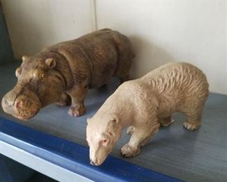 Hippo, Polar Bear carved toys