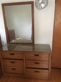 Ranch oak dresser with mirror 