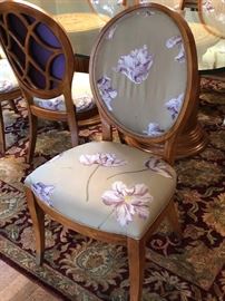 Century Furniture neoclassical dining chairs with custom silk upholstery