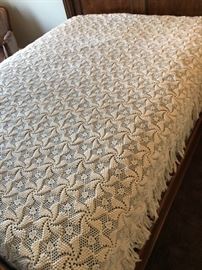 Pair of vintage hand-crocheted twin bed coverlets