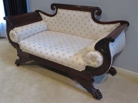 Mid 19th century Empire style settee with Napoleonic "Bee" upholstery
