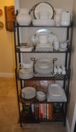 Wrought iron baker's rack, White china ware