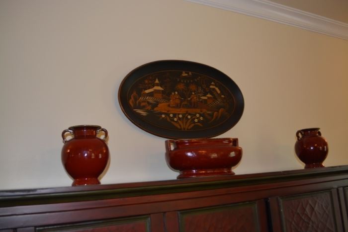 Asian ceramics and platter