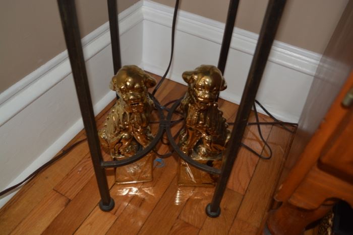 Pair gilt foo dog statues 