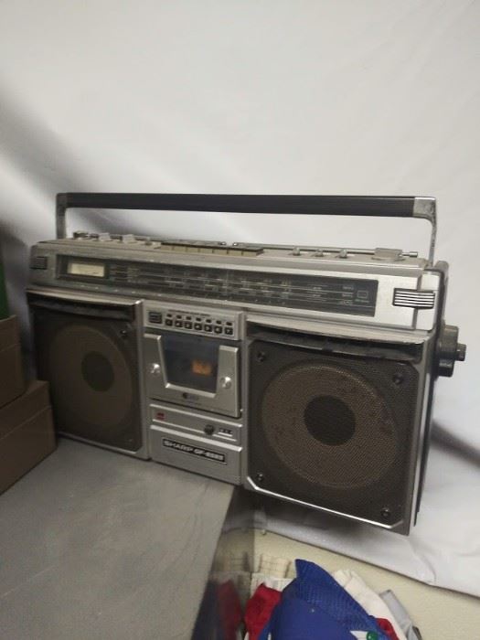 Vintage boombox with box