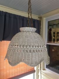 Wicker swag lamp