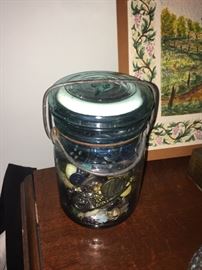 Ball jar filled with buttons