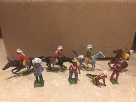 Painted lead indian figures