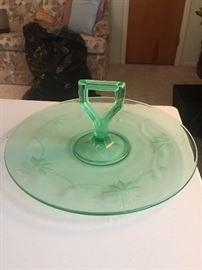 Green glass tray
