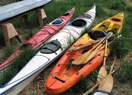 Three kayaks. Many accessories available.