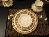 This china is Phaltzgraff. I have never seen it before.  It is retired.  The silverware is sold separate.  The handles look like tree branches.