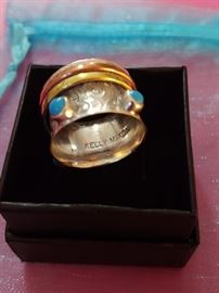 Kelly Mixon designed ring sterling silver and turquoise