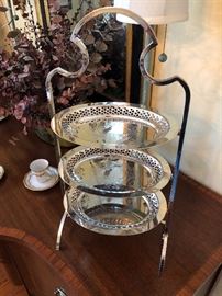 This house is so many great silver plated serving pieces great for catering