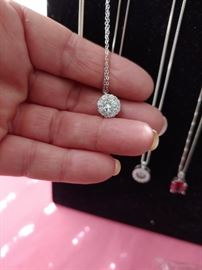 Gorgeous cluster AAA Zircon set in sterling silver dancing diamond necklace