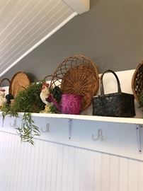 Rooster collection baskets and chickens