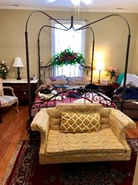 Iron bed with canopy with new iCloud mattress