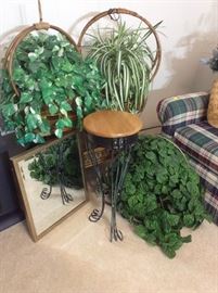 025 Faux Hanging Plants and Plant Stand