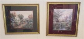 026 Pair of Framed Cottage Style Prints