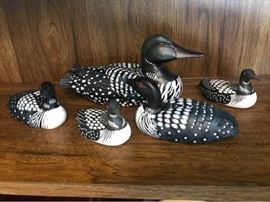 064Ceramic and Wooden Loons