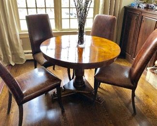 Round Top Vintage Pedestal Table with pretty inlays
