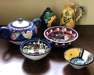 Many cute pieces of Mexican and South American pottery