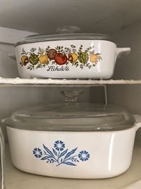 Corning ware cornflower blue, and spice of life.