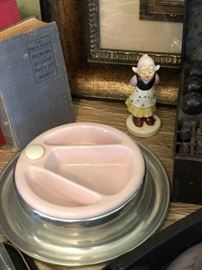 Divided baby food warming dish. Circa 1900s. Completely in tact.