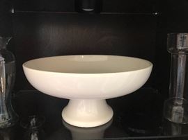 White stoneware pedestal bowl