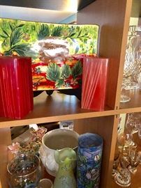 Candles and the gorgeous glass tray