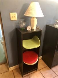 Bookcase cabinet -there is a pair of the white lamps