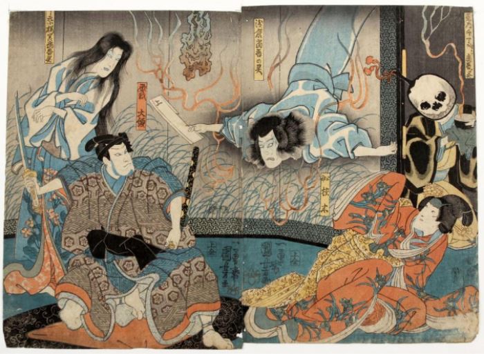 Kuniyoshi ( 1798-1861) Woodblock Print Diptych      Description: Size: 13 7/8 x 19 inches. 
Weight: 4 ounces.
Notes: 4 ounces.
