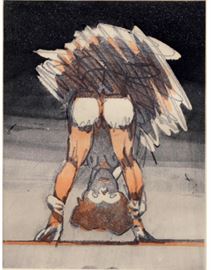  Illegibly Signed 20th C. Colored Etching Eros Errant